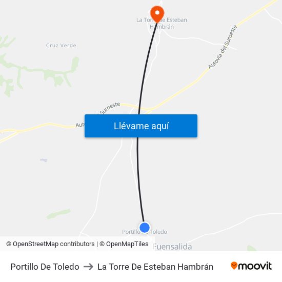 Portillo De Toledo to La Torre De Esteban Hambrán map