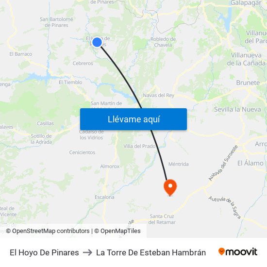 El Hoyo De Pinares to La Torre De Esteban Hambrán map
