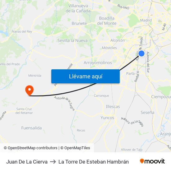 Juan De La Cierva to La Torre De Esteban Hambrán map