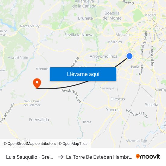 Luis Sauquillo - Grecia to La Torre De Esteban Hambrán map