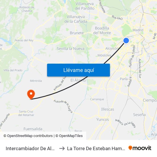 Intercambiador De Aluche to La Torre De Esteban Hambrán map