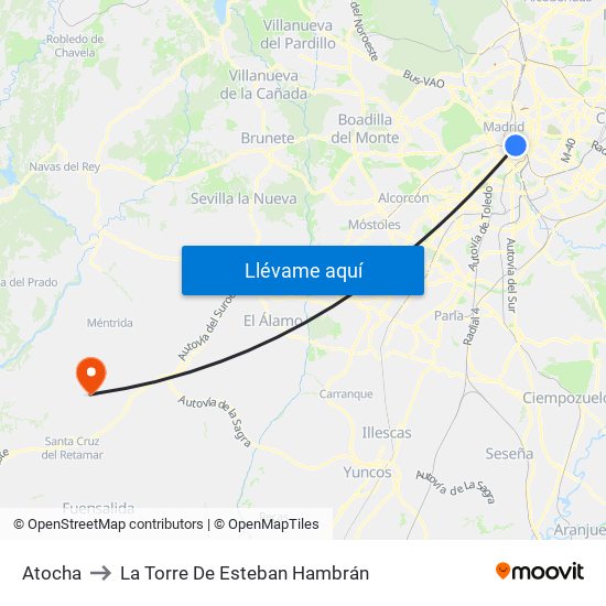 Atocha to La Torre De Esteban Hambrán map