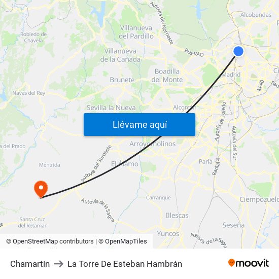 Chamartín to La Torre De Esteban Hambrán map
