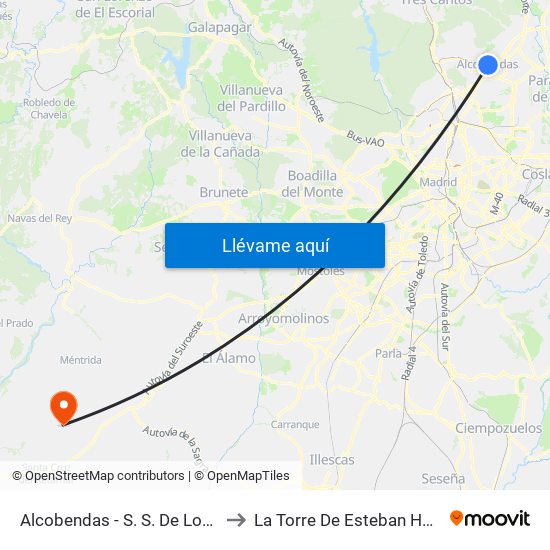 Alcobendas - S. S. De Los Reyes to La Torre De Esteban Hambrán map