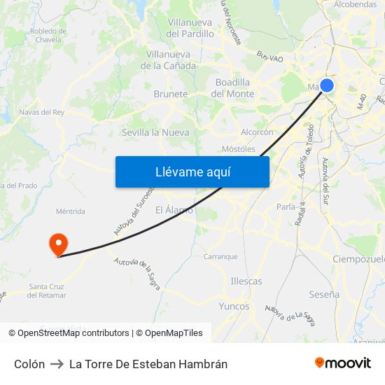 Colón to La Torre De Esteban Hambrán map