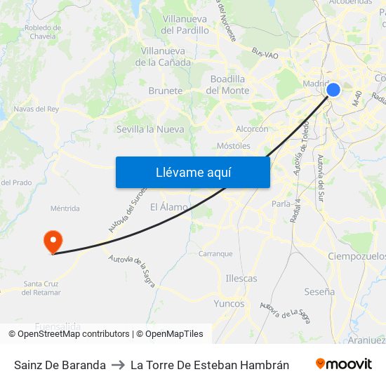 Sainz De Baranda to La Torre De Esteban Hambrán map