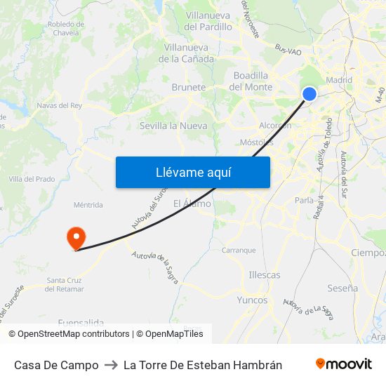 Casa De Campo to La Torre De Esteban Hambrán map