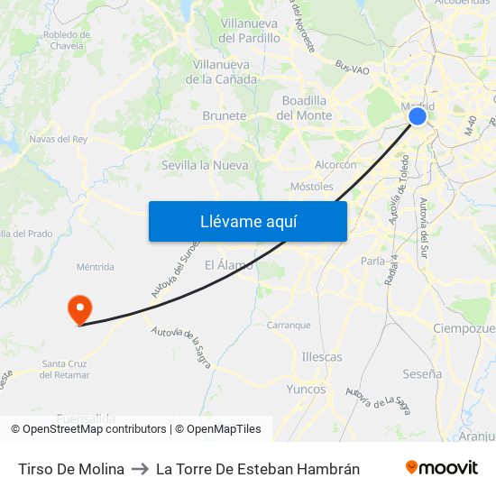 Tirso De Molina to La Torre De Esteban Hambrán map