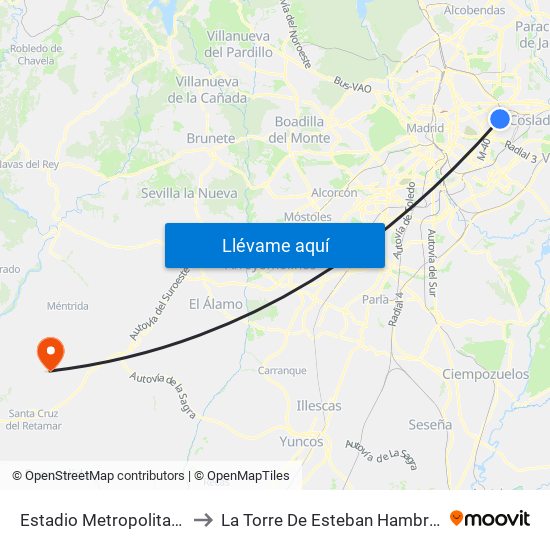 Estadio Metropolitano to La Torre De Esteban Hambrán map