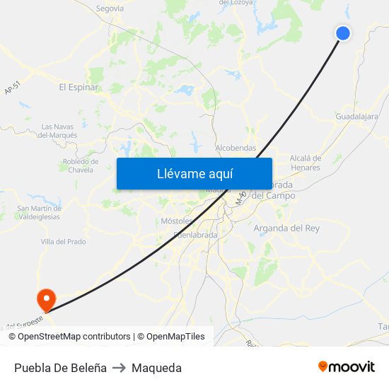 Puebla De Beleña to Maqueda map