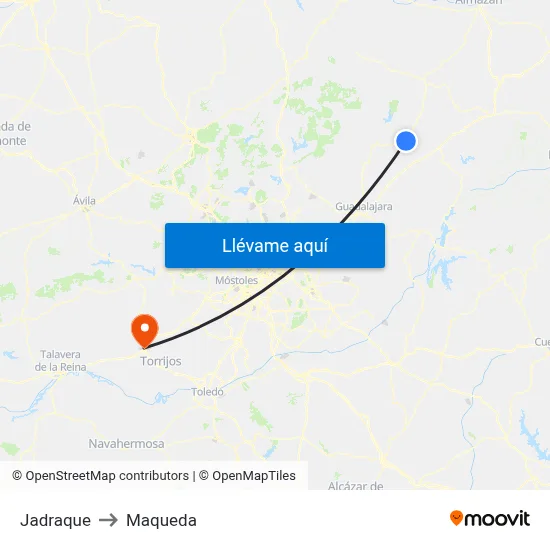 Jadraque to Maqueda map