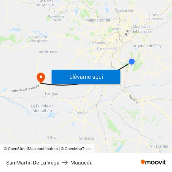 San Martín De La Vega to Maqueda map