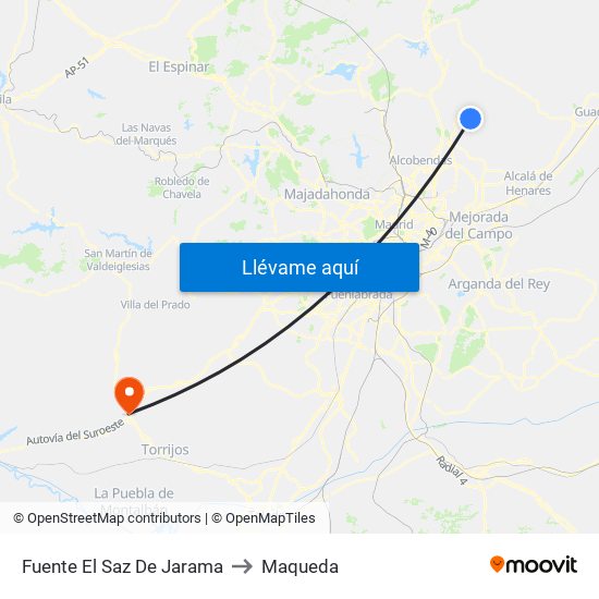 Fuente El Saz De Jarama to Maqueda map