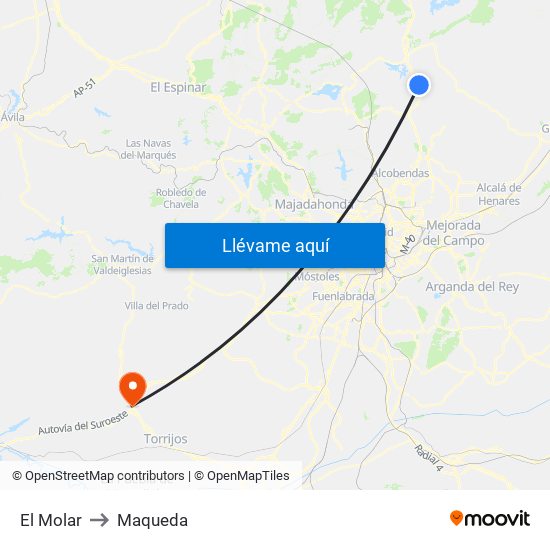 El Molar to Maqueda map
