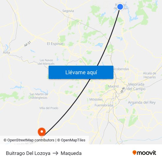 Buitrago Del Lozoya to Maqueda map