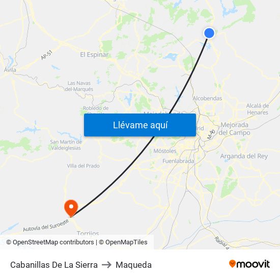 Cabanillas De La Sierra to Maqueda map
