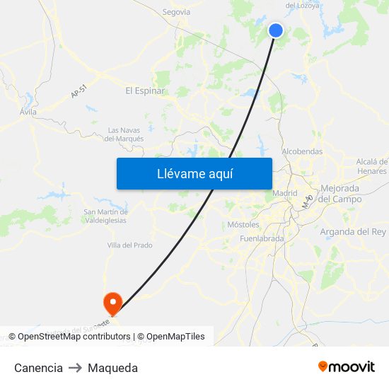 Canencia to Maqueda map