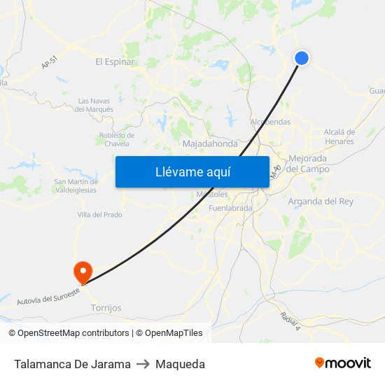 Talamanca De Jarama to Maqueda map