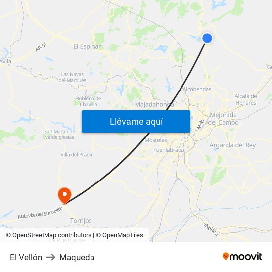 El Vellón to Maqueda map