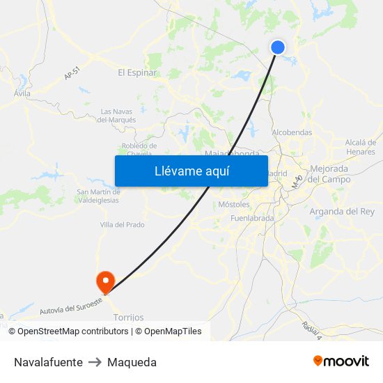 Navalafuente to Maqueda map