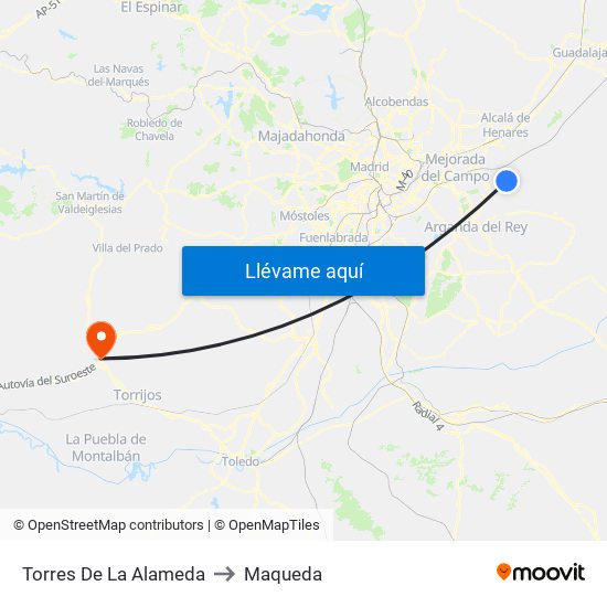 Torres De La Alameda to Maqueda map