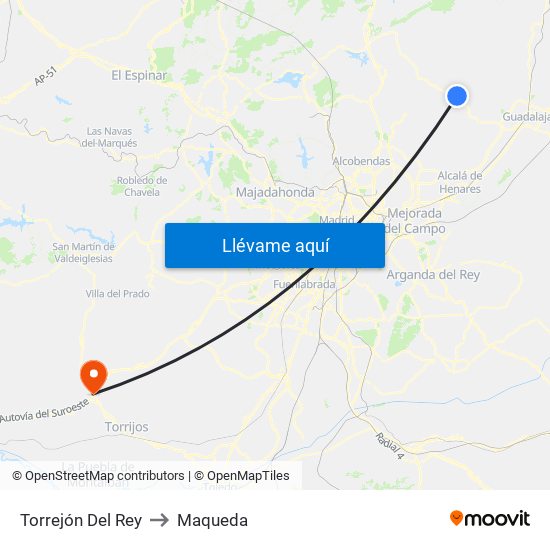 Torrejón Del Rey to Maqueda map