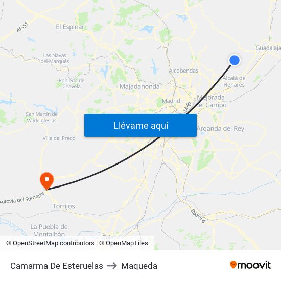 Camarma De Esteruelas to Maqueda map