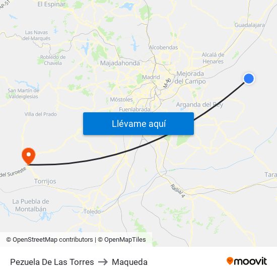 Pezuela De Las Torres to Maqueda map