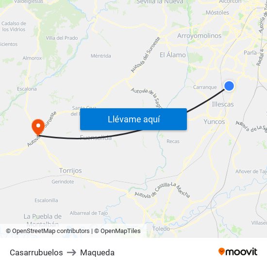 Casarrubuelos to Maqueda map