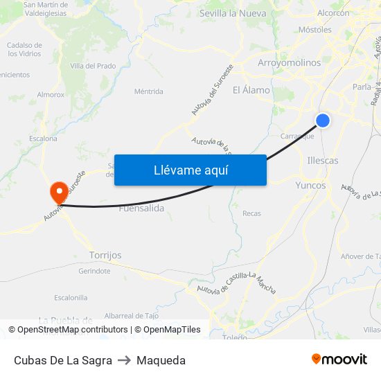 Cubas De La Sagra to Maqueda map