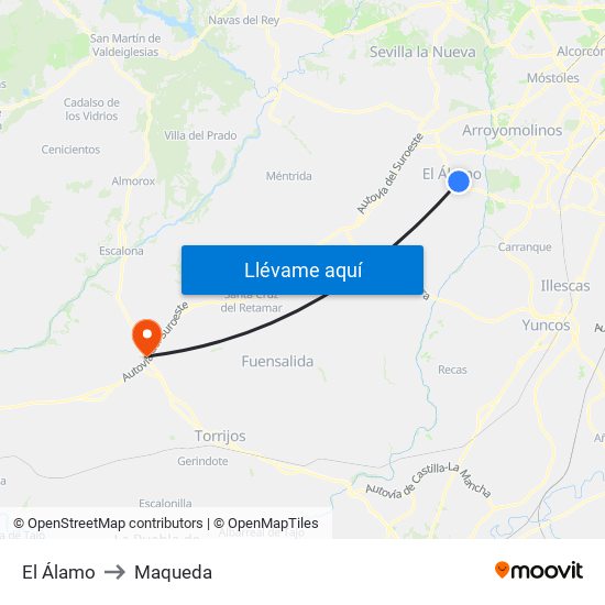 El Álamo to Maqueda map