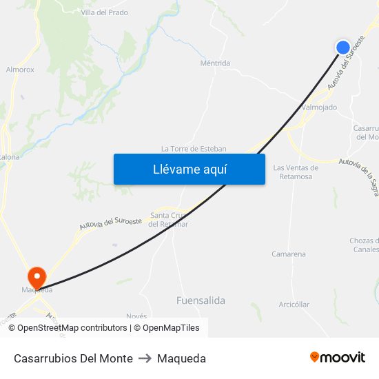 Casarrubios Del Monte to Maqueda map