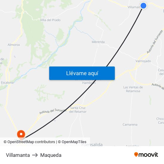 Villamanta to Maqueda map