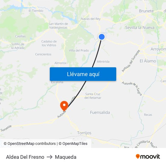 Aldea Del Fresno to Maqueda map