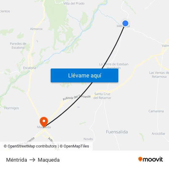 Méntrida to Maqueda map