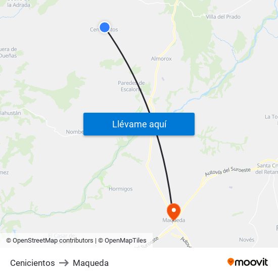 Cenicientos to Maqueda map