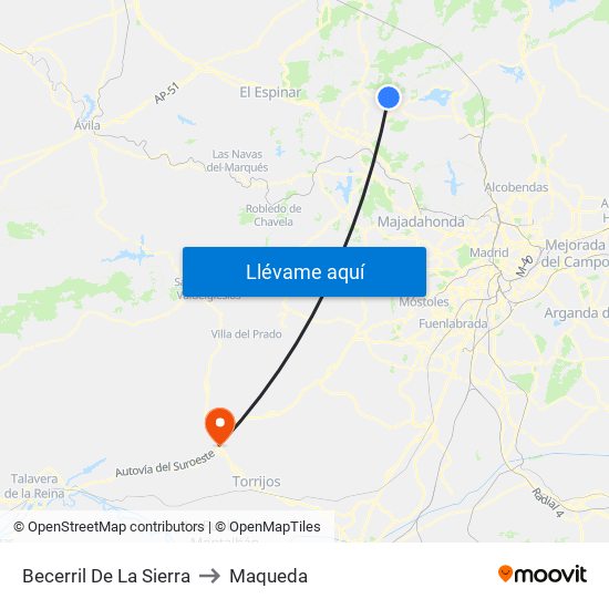 Becerril De La Sierra to Maqueda map