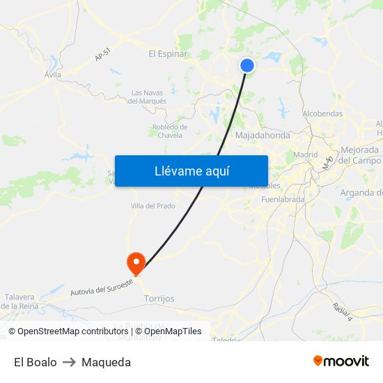 El Boalo to Maqueda map
