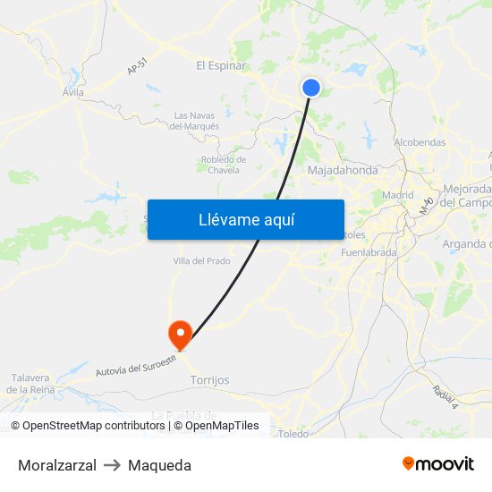Moralzarzal to Maqueda map