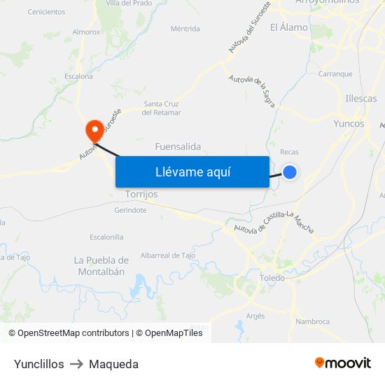 Yunclillos to Maqueda map