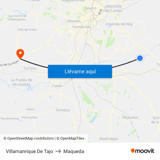Villamanrique De Tajo to Maqueda map