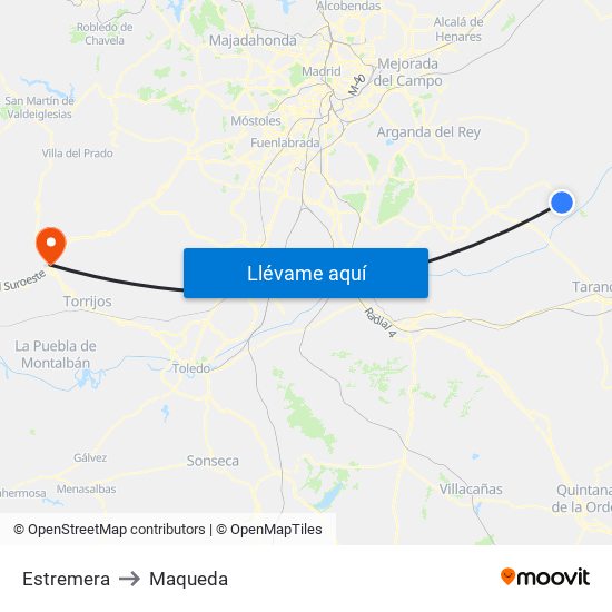 Estremera to Maqueda map