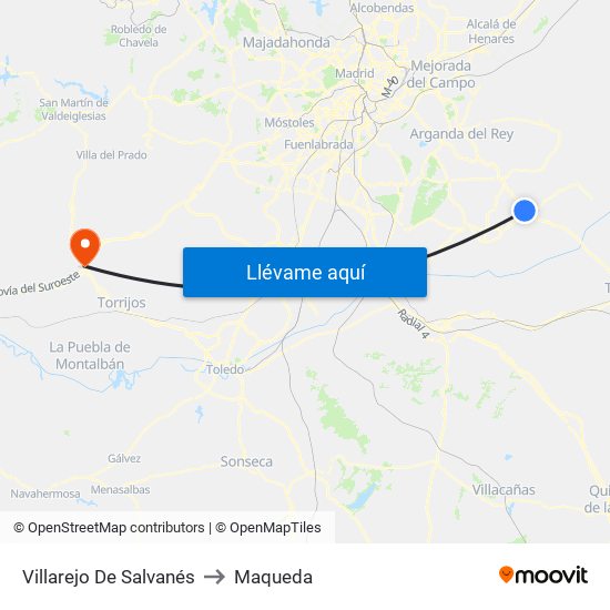 Villarejo De Salvanés to Maqueda map