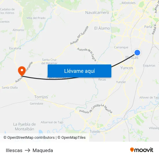 Illescas to Maqueda map