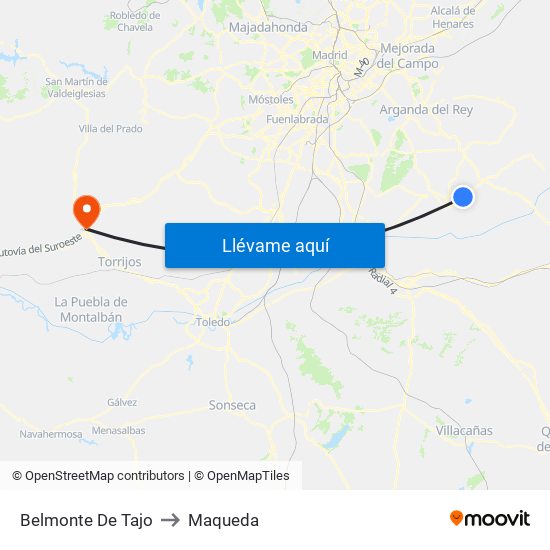 Belmonte De Tajo to Maqueda map