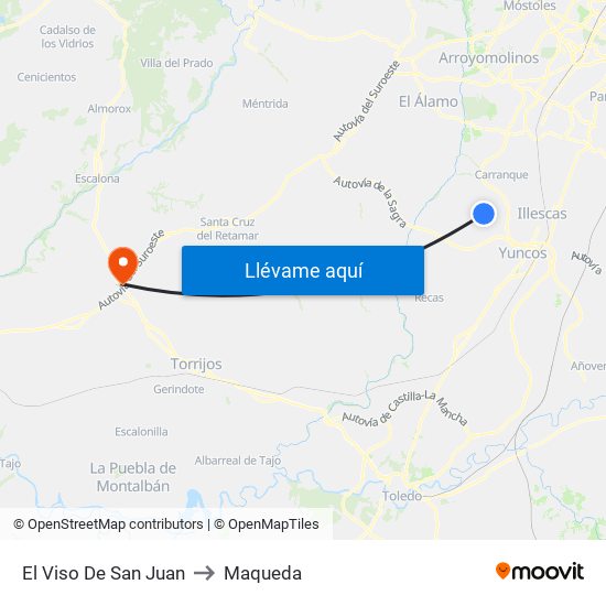 El Viso De San Juan to Maqueda map