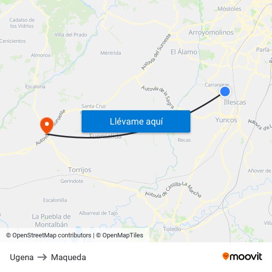 Ugena to Maqueda map