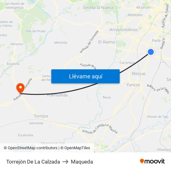 Torrejón De La Calzada to Maqueda map