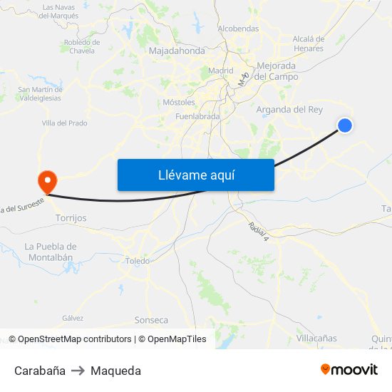 Carabaña to Maqueda map