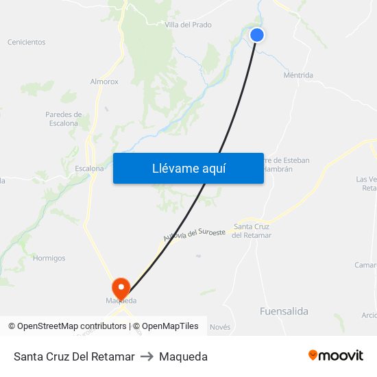 Santa Cruz Del Retamar to Maqueda map